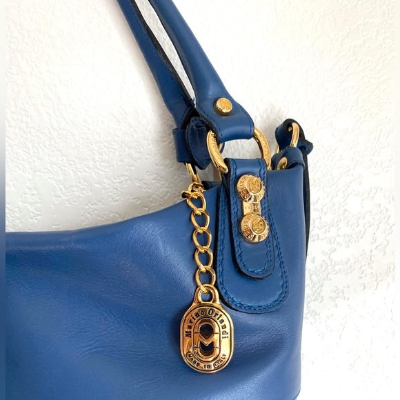 Marino Orlandi Blue Tote Bag with Gold Accents - Picture 6 of 16